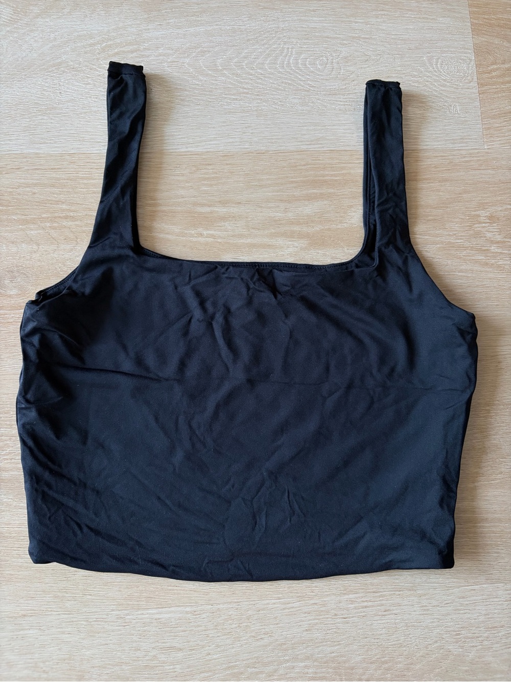 Garage Black Square Neck Nylon Stretch Crop Tank Top S